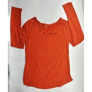 Ann Taylor Loft Blouse Shirt Top Orange Long Sleeve Cotton Woman Size Small